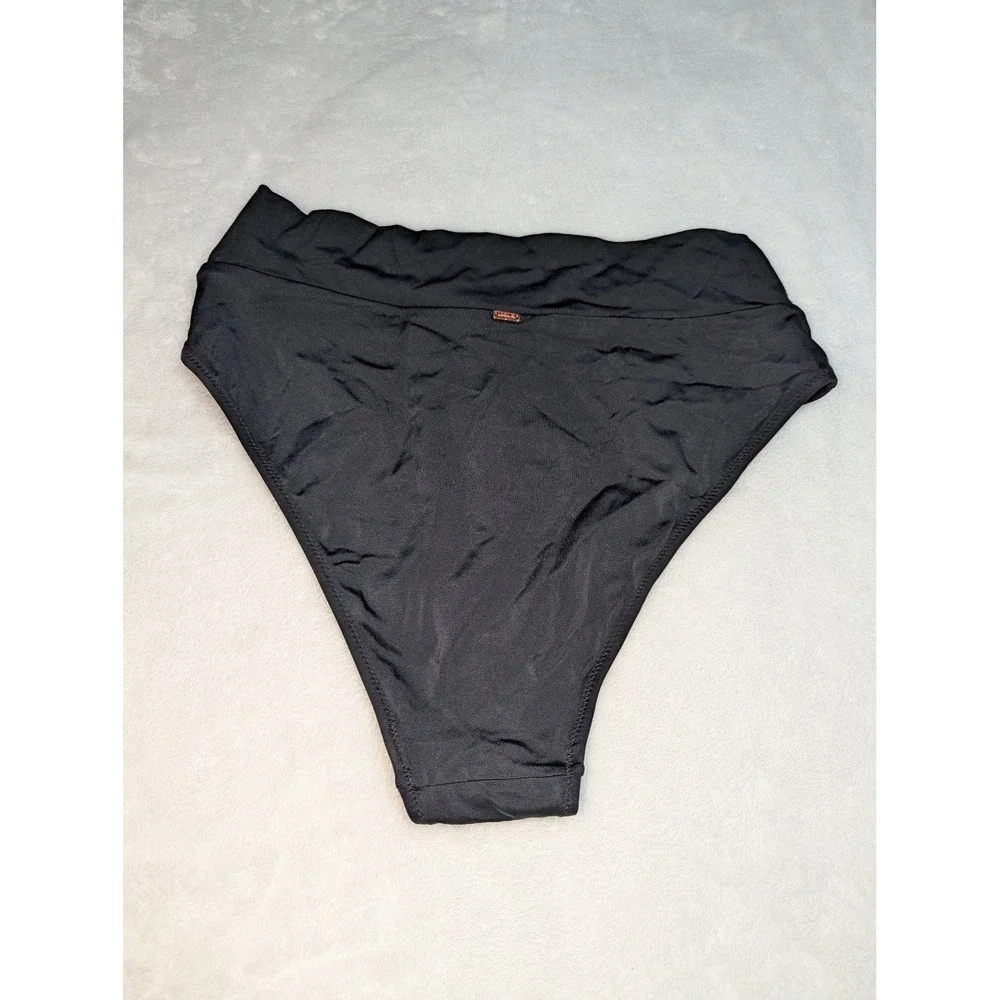 Victoria's Secret PINK Black High Waisted V-Front Bikini Bottom Large Swimwear‎